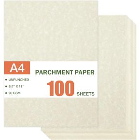 100 Sheets Certificate Paper, Resume Paper, Stationary Paper, Printer-Friendly Parchment Paper for Certificates, Resumes, Diplomas (100 GSM Ivory 8.5 x 11 In) - Parchment Paper (Beige)