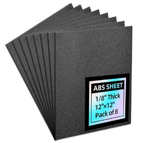 ABS Plastic Sheet 1/16 Inch Thick 8" x 12", Two-Sided Hard ABS Sheet(Matte & Textured Finish), Flexible High Tensile DIY Materials for Home Decor and Robotics Competitions Use