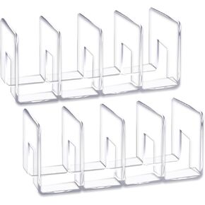 YAGELI Clear Acrylic Desk File Sorter Purse/Handbag Organizer Clutch Divider Mesh Folder Office Supplies Stand Bookshelf (3 Sections) (2Pack-4Sections)