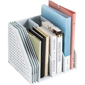 Deli Collapsible Magazine File Holder, Desk Organizer Document Folder for Office Organization and Storage, 3 Vertical Compartments, Dark Grey