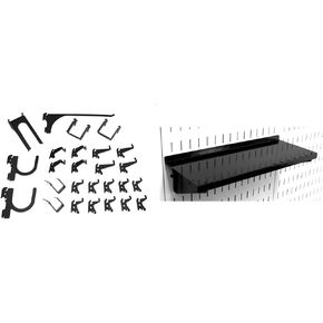 Wall Control KT-200-DLX B Slotted Storage Panel Deluxe Metal Hook Assortment, Black