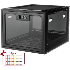 Lalifebuss Combination Lock Boxes for Personal Items, Lockable Storage Box for Office Locker/School/Medicine/Snacks/Phone Jail/Electronic/Home (1 Pack/Black)