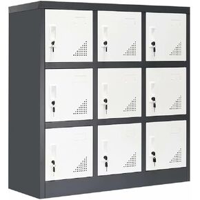 Metal Locker Office Storage Locker Home Steel Locker School Storage Organizer, Storage Cabinet for Kids Students Employee (W9D) (Full White)