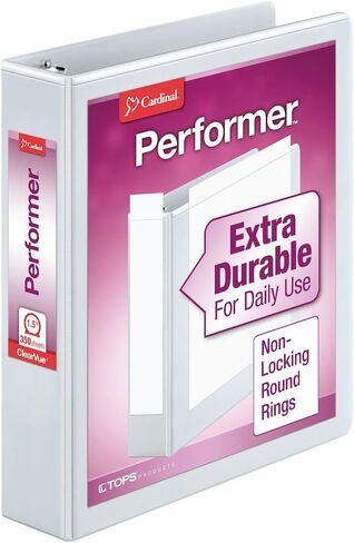 Cardinal 3 Ring Binder, Binder for School and Office, Durable 1.5 Inch Performer ClearVue Binder, Round Rings, 350-Sheet Capacity, Customizable ClearVue Covers, PVC-Free, Black (67325) in Saudi Arabia