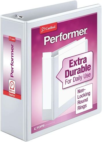 Cardinal 3 Ring Binder, Binder for School and Office, Durable 1.5 Inch Performer ClearVue Binder, Round Rings, 350-Sheet Capacity, Customizable ClearVue Covers, PVC-Free, Black (67325) in Saudi Arabia