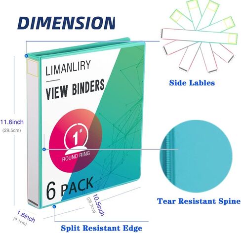 3 Ring Binders,1.5 inch Round Ring View Binders Holds 11"*8.5" Papers,Assorted Colors,4 Pack in Kuwait