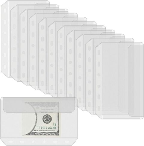 Antner A6 حجم جيوب الموثق 6 فتحات مغلفات الميزانية النقدية لوضع الميزانية واضحة PVC زيبر الموثق الحقيبة أكياس أوراق فضفاضة إدراج صفحات أكياس مجلد المستندات للماء، 12PCS in Saudi Arabia
