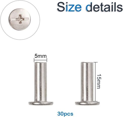 INCREWAY 30pcs Binding Chicago Screw, 5mm X 60mm Nickel Plated Binding Screw Binder Post, Silver Tone in Saudi Arabia