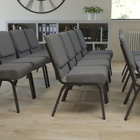 Flash Furniture HERCULES Series 21''W Stacking Church Chair in Black Fabric - Silver Vein Frame in Saudi Arabia