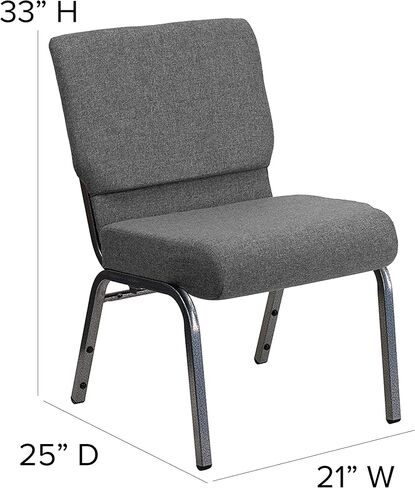 Flash Furniture HERCULES Series 21''W Stacking Church Chair in Black Fabric - Silver Vein Frame in Saudi Arabia
