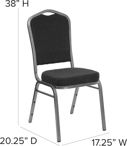 كرسي حفلات Flash Furniture HERCULES Series ذو ظهر تاج من القماش المنقوش باللون الأسود - إطار فضي اللون in Kuwait