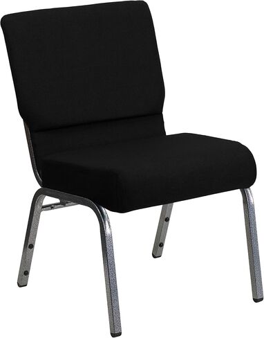 Flash Furniture HERCULES Series 21''W Stacking Church Chair in Black Fabric - Silver Vein Frame in Saudi Arabia