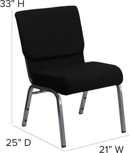 Flash Furniture HERCULES Series 21''W Stacking Church Chair in Black Fabric - Silver Vein Frame in Saudi Arabia