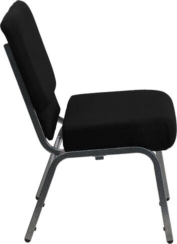 Flash Furniture HERCULES Series 21''W Stacking Church Chair in Black Fabric - Silver Vein Frame in Saudi Arabia