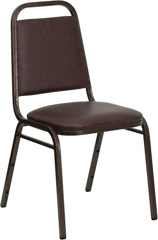 كرسي مأدبة من سلسلة Flash Furniture HERCULES على شكل شبه منحرف من الفينيل الأسود - إطار أسود in Saudi Arabia