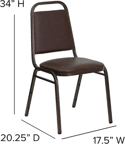كرسي مأدبة من سلسلة Flash Furniture HERCULES على شكل شبه منحرف من الفينيل الأسود - إطار أسود in Saudi Arabia