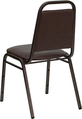 كرسي مأدبة من سلسلة Flash Furniture HERCULES على شكل شبه منحرف من الفينيل الأسود - إطار أسود in Saudi Arabia