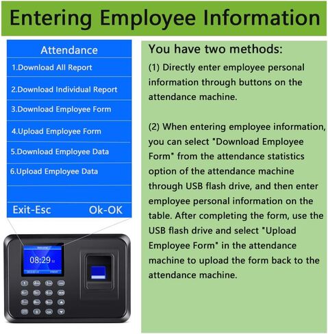 ساعة زمنية، ساعات زمنية للموظفين في الشركات الصغيرة، آلة حضور مع بصمة الإصبع، ثقب كلمة المرور في ساعة واحدة، ساعة وقت بصمة المكتب مع 1000 بصمة (أسود) in Kuwait