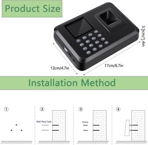 ساعة زمنية، ساعات زمنية للموظفين في الشركات الصغيرة، آلة حضور مع بصمة الإصبع، ثقب كلمة المرور في ساعة واحدة، ساعة وقت بصمة المكتب مع 1000 بصمة (أسود) in Kuwait
