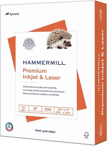 ورق طابعة Hammermill، ورق نفث الحبر متعدد الأغراض 24 رطل، 8.5 × 11 - 5 رزمة (2500 ورقة) - 96 ساطع، صنع في الولايات المتحدة الأمريكية، 105050C in Kuwait