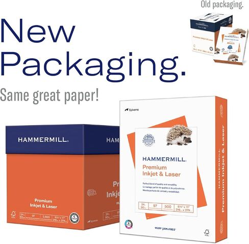 ورق طابعة Hammermill، ورق نفث الحبر متعدد الأغراض 24 رطل، 8.5 × 11 - 5 رزمة (2500 ورقة) - 96 ساطع، صنع في الولايات المتحدة الأمريكية، 105050C in Kuwait