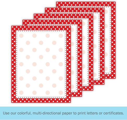 Barker Creek Designer Computer Paper, Red And White Dots, 8.5" x 11", Decorative Printer Paper, Stationery, 50 Sheets per Pkg, Home, School and Office Supplies (716) in Saudi Arabia