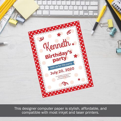 Barker Creek Designer Computer Paper, Red And White Dots, 8.5" x 11", Decorative Printer Paper, Stationery, 50 Sheets per Pkg, Home, School and Office Supplies (716) in Saudi Arabia