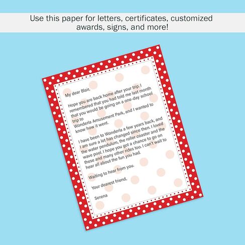 Barker Creek Designer Computer Paper, Red And White Dots, 8.5" x 11", Decorative Printer Paper, Stationery, 50 Sheets per Pkg, Home, School and Office Supplies (716) in Saudi Arabia