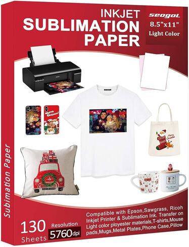Sublimation Paper 100 Sheets 8.5 x 11 Inches 125gsm, for Any Inkjet Printer with Sublimation Ink Epson, Sawgrass, Heat Transfer Sublimation for Mugs T-shirts Light Fabric in Saudi Arabia