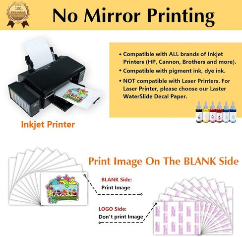 ورق لاصق من Trans OurDream WaterSlide للطابعة النافثة للحبر والطابعة LaserJet (20 ورقة، مقاس A4) ورق نقل منزلق مائي مطور وشفاف وقابل للطباعة للأكواب والأكواب والنظارات in Saudi Arabia