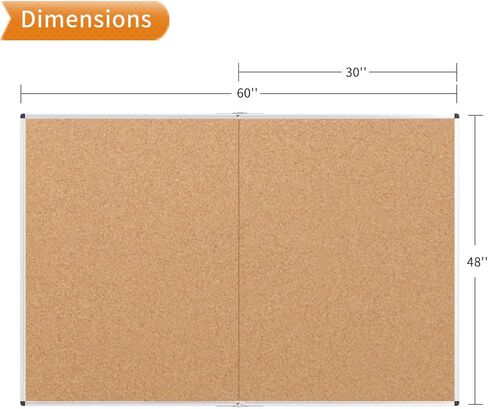 VIZ-PRO Cork Notice Board, 48 X 36 Inches, Pack of 2, Silver Aluminium Frame in Saudi Arabia