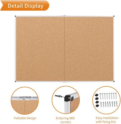 VIZ-PRO Cork Notice Board, 48 X 36 Inches, Pack of 2, Silver Aluminium Frame in Saudi Arabia