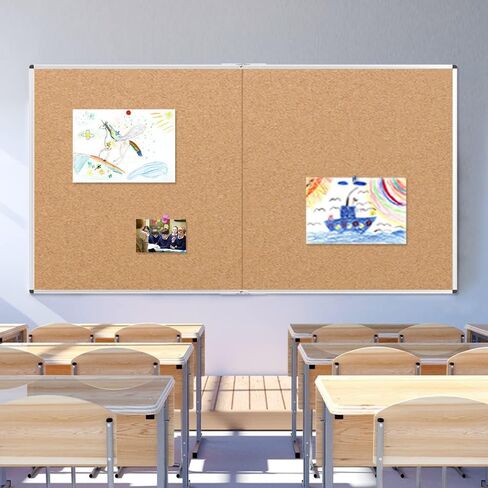 VIZ-PRO Cork Notice Board, 48 X 36 Inches, Pack of 2, Silver Aluminium Frame in Saudi Arabia