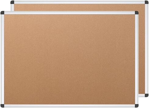 VIZ-PRO Cork Notice Board, 48 X 36 Inches, Pack of 2, Silver Aluminium Frame in Saudi Arabia
