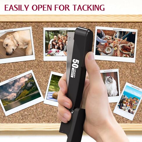 Metal Stapler Heavy Duty 50 Sheet Capacity with 1750 Staples and Staple Remover, Full Strip Staplers for Desk, No Jam, Non-Slip Office Stapler with Staples for Office & Classroom, Black in Kuwait