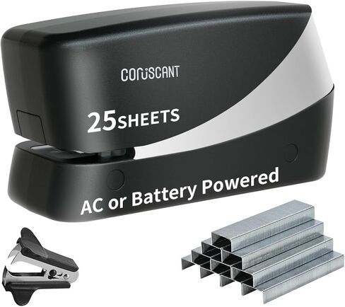 Coruscant Electric Stapler, Heavy Duty Desktop Stapler, Includes 2000 Staples and 1 Staple Remover, No-Jam Automatic Stapler AC or Battery Powered, 25 Sheet, Professional for Office Home School Use in Saudi Arabia
