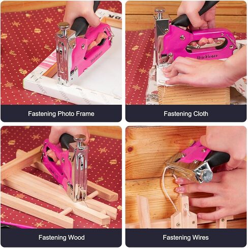 مجموعة أدوات مسدس أساسية 37 قطعة، مسدس أساسي للمفروشات الوردية 4 في 1 مع 800 دبوس، مسدس أساسي عالي التحمل للخشب والحرف اليدوية والنجارة والديكور DIY، مجموعة أدوات نسائية وردية للمنزل in Kuwait