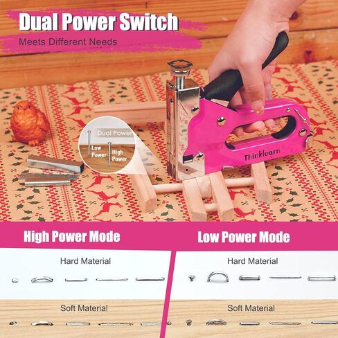 مجموعة أدوات مسدس أساسية 37 قطعة، مسدس أساسي للمفروشات الوردية 4 في 1 مع 800 دبوس، مسدس أساسي عالي التحمل للخشب والحرف اليدوية والنجارة والديكور DIY، مجموعة أدوات نسائية وردية للمنزل in Kuwait