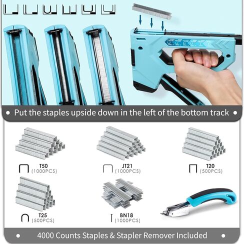 SHALL Staple Gun Heavy Duty, 3-in-1 Upholstery Staple Gun Kit with 3000 Staples, Staple Remover, Manual Brad Nailer with Specific Staples Outlet Position Indicator in Saudi Arabia