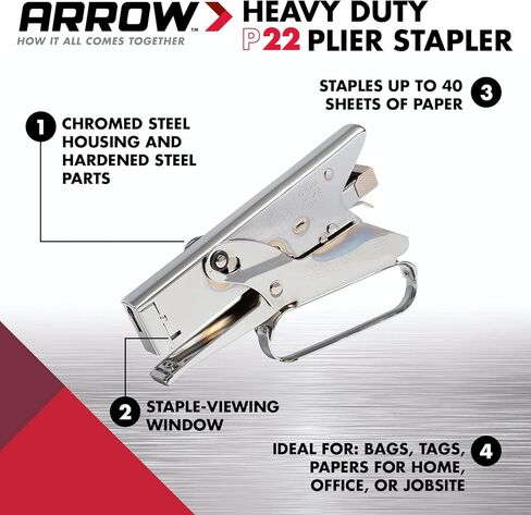 Arrow P22 Heavy Duty Handheld Plier Stapler for Crafts, Office, and Insulation, Uses 1/4-Inch and 5/16-Inch Staples in Saudi Arabia