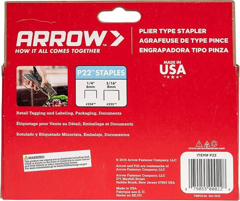 Arrow P22 Heavy Duty Handheld Plier Stapler for Crafts, Office, and Insulation, Uses 1/4-Inch and 5/16-Inch Staples in Saudi Arabia