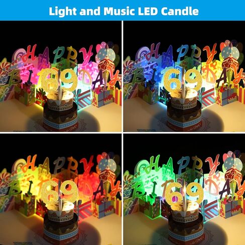 3D PopUp Birthday Cards, 1-100 Age Luxury Blowable LED Light Candle Cake Music Happy Birthday Card Postcards Greeting Cards Birthday Gifts Decorations for Women, Man, Mom, Wife, Husband, Boy, Girl in Saudi Arabia