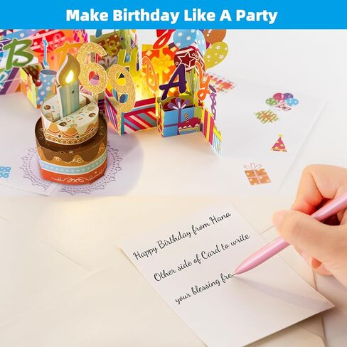 3D PopUp Birthday Cards, 1-100 Age Luxury Blowable LED Light Candle Cake Music Happy Birthday Card Postcards Greeting Cards Birthday Gifts Decorations for Women, Man, Mom, Wife, Husband, Boy, Girl in Saudi Arabia