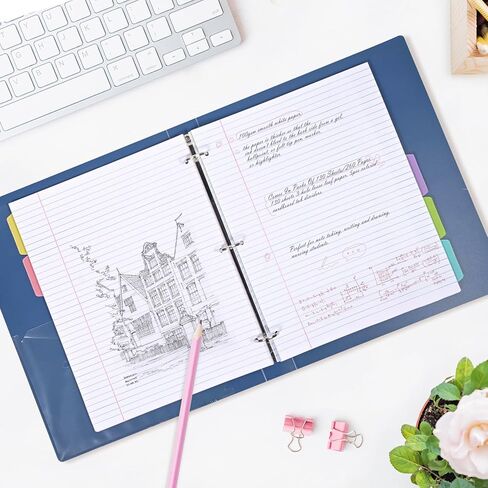 Filler Paper, 8.5" x 11" Lined Paper Notebook Paper, 3 Holes College Rule Paper with Dividers, 100gsm 100gsm Binder Paper A4 Loose Leaf Paper, 260 Pages in Kuwait