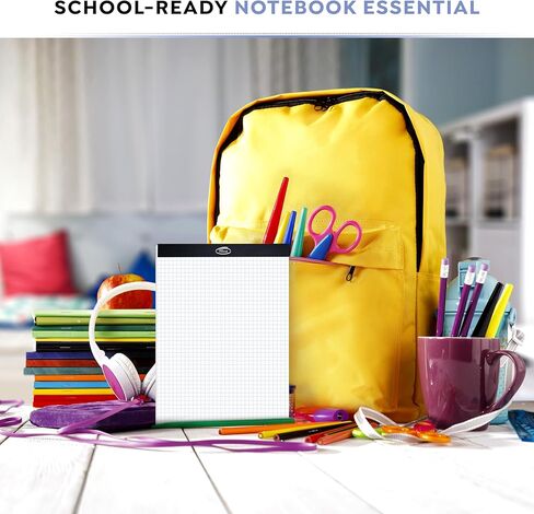 لوحة ورق رسم بياني من Alitte، عبوة من 3 قطع، مقاس حروف بيضاء - ورق شبكي رباعي 4x4، مع خطوط زرقاء - ثقوب سهلة التمزق، ظهر من الورق المقوى مقاس 11x8.5 - دفاتر رسم بياني للمدرسة والمكتب - 50 ورقة لكل وسادة in Kuwait