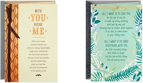 Hallmark Romantic Birthday Card (Gold and Green Leaf) & Birthday Card for Husband (Plaid with Flower) in Saudi Arabia