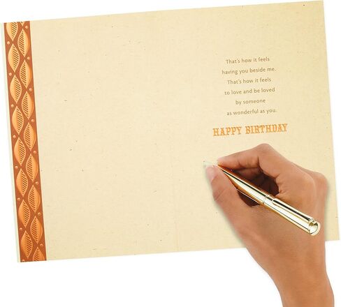 Hallmark Romantic Birthday Card (Gold and Green Leaf) & Birthday Card for Husband (Plaid with Flower) in Saudi Arabia
