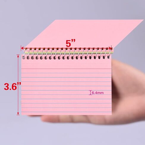 KAISA Spiral Index Cards, 3.6"x5" Ruled Flashcards Sprial Note Taking Paper Notepads, 50 Cards/Pad, 200 Counts(4pad),KSU-07969 in Saudi Arabia