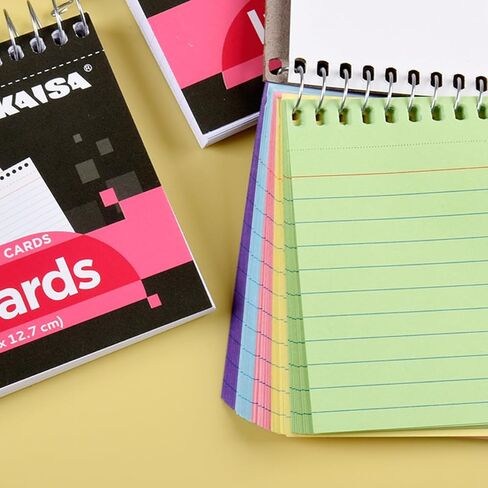 KAISA Spiral Index Cards, 3.6"x5" Ruled Flashcards Sprial Note Taking Paper Notepads, 50 Cards/Pad, 200 Counts(4pad),KSU-07969 in Saudi Arabia