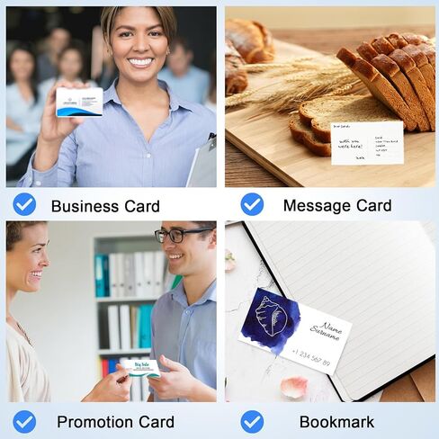 بطاقات عمل سميكة 500 بطاقة عمل قابلة للطباعة، ورق بطاقة عمل مقاس 3.5 بوصة × 2 بوصة متوافق مع طابعة الليزر وطابعة نفث الحبر، طباعة على الوجهين، ثقيل الوزن، ورق أبيض غير لامع، (10 بطاقات/ورقة) in Kuwait